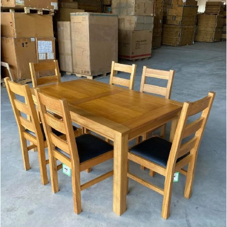 Forrester + 4 Ghế : Bàn Ăn Kéo Giản + Ghế Mặt Nệm ( KD 1191 )